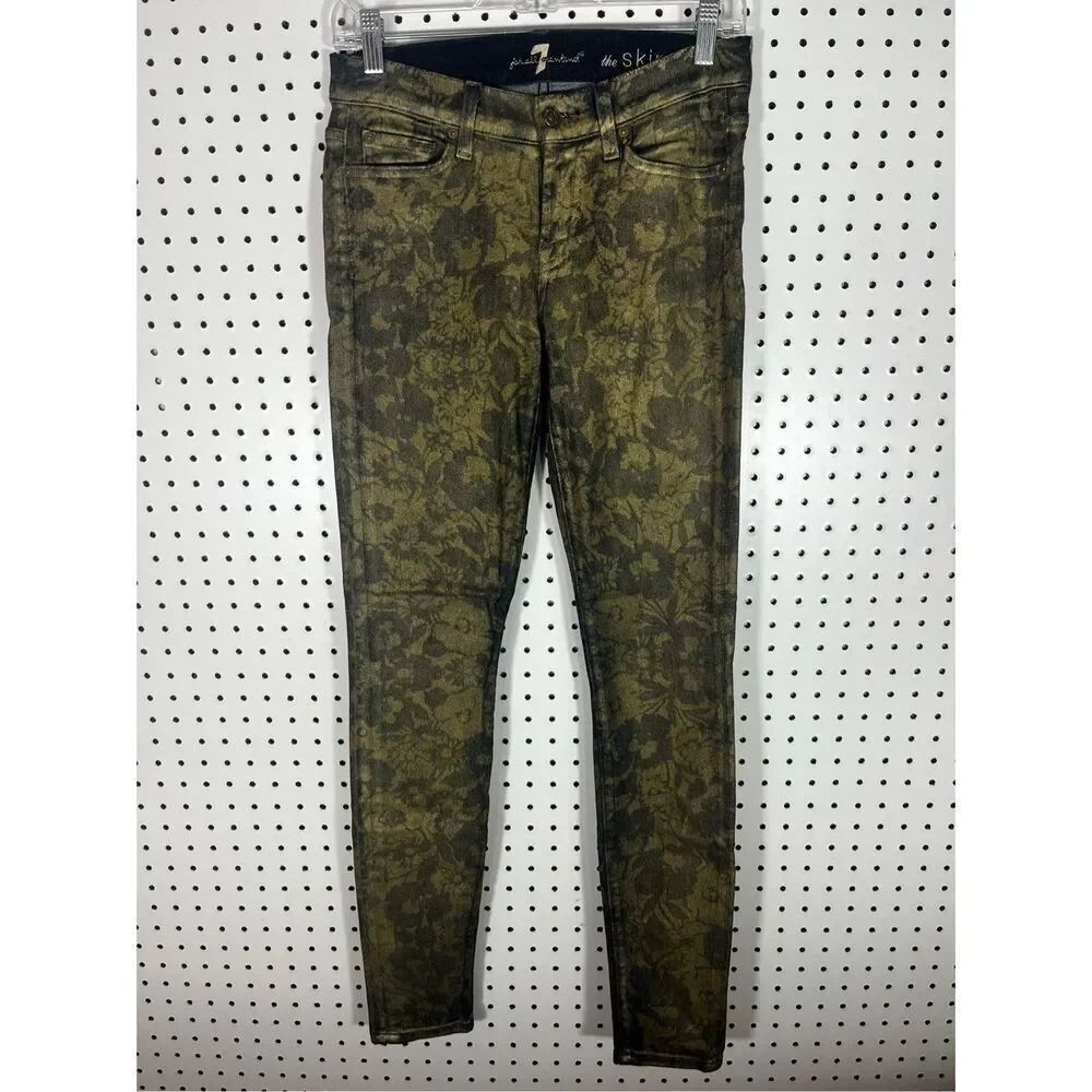 7 For all Mankind gold foil floral print jeans size 26
